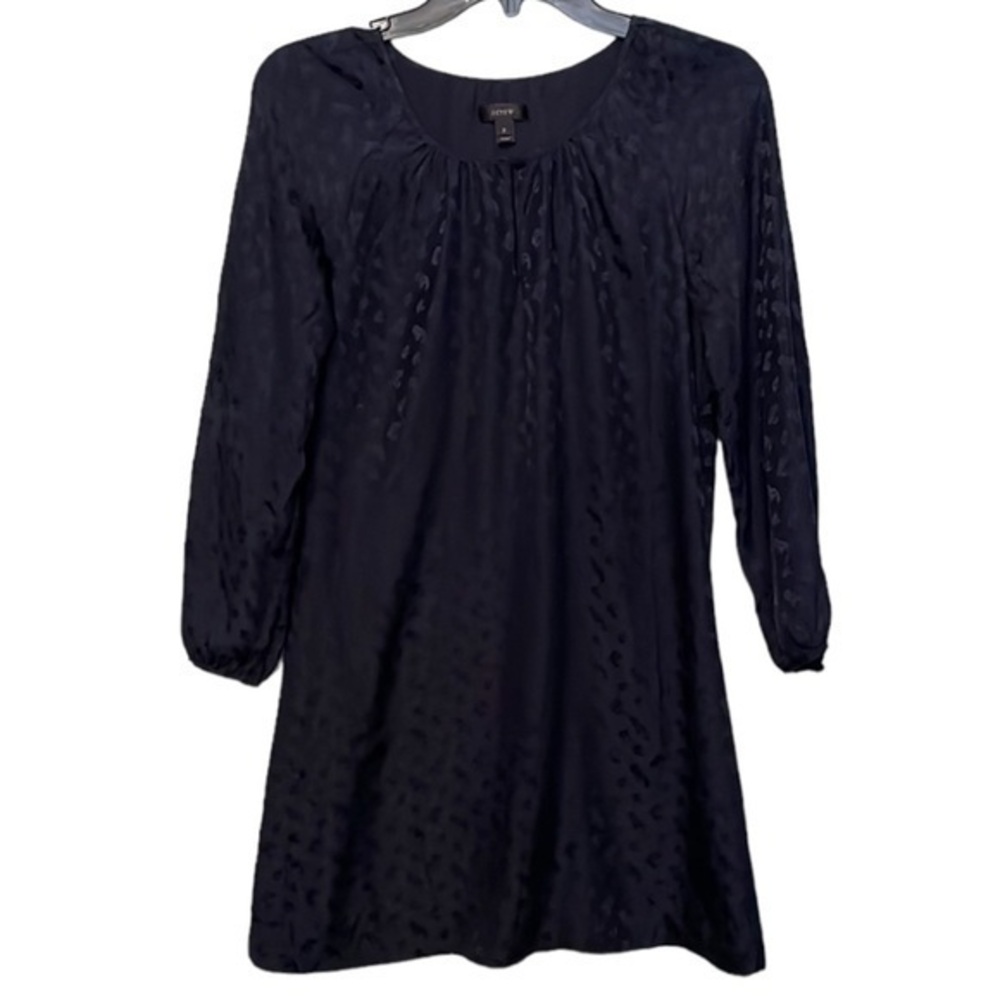 J.CREW Tunic Blouse, Navy Blue, Womens Size 2, Key Hole Front, 100% Silk